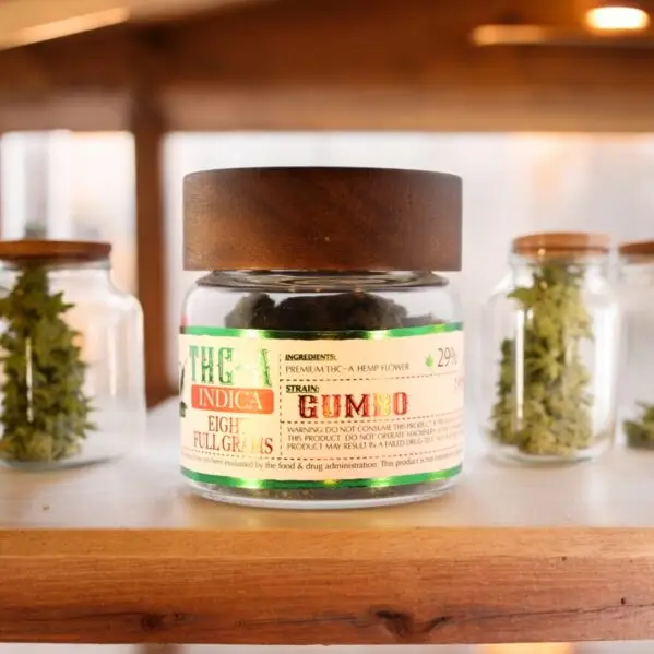 "Gumbo hemp flower - sweet, pungent aroma with a relaxing body high for stress relief."