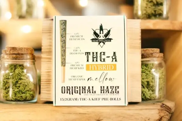 "Original Haze hemp flower - sweet, spicy aroma with uplifting cerebral high for daytime use."